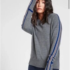 Athleta gray Marino wool canyon striped sleeve sweater size small color block